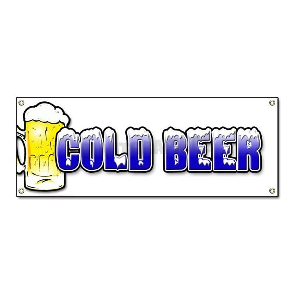 Signmission COLD BEER BANNER SIGN ice drink cart stand iced draft bottle micro brew mini B-Cold Beer - main
